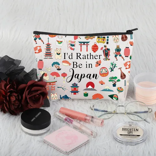 Miniatura 3 de PWHAOO Japón Travel Travel Gift I'd Rather Be in Japan Makeup Bag Japón Viaje Vacaciones Cosméticos Bolsa Japón Souvenir Gift, Más bien estar