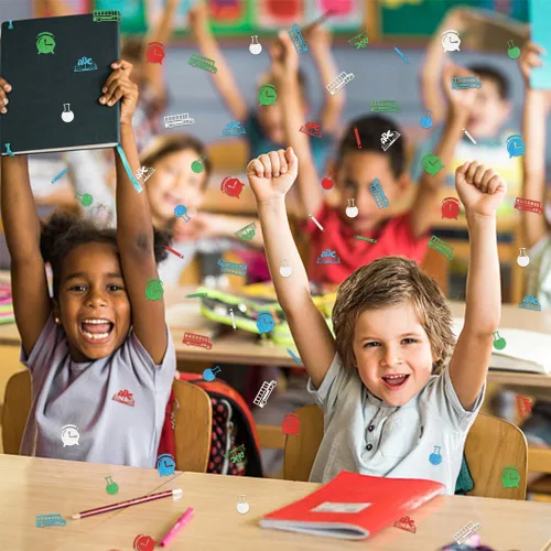 Miniatura 3 de Heureppy 200 piezas de confeti de regreso a clases, decoración temática escolar, confeti de papel para el día de regreso a casa, regalos de Azul