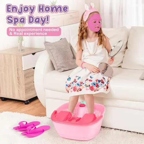 Miniatura 4 de Kit de spa de pies y uñas para niños, kit de día de spa para niñas con máscara de baño de pies y secador de uñas, kit de juguetes de manicura