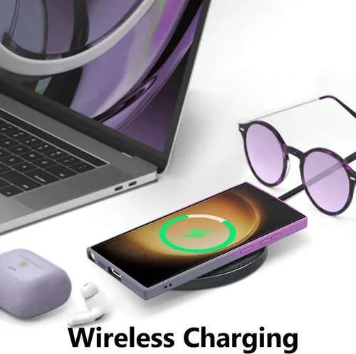 Miniatura 7 de UEEBAI Funda magnética para Samsung Galaxy S22 Ultra 5G, lujosa funda de color neón degradado compatible con funda de cargador MagSafe con protector