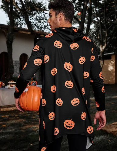 Miniatura 5 de COOFANDY - Sudadera larga con capucha para hombre, diseño hip hop tipo capa, de mezcla de algodón