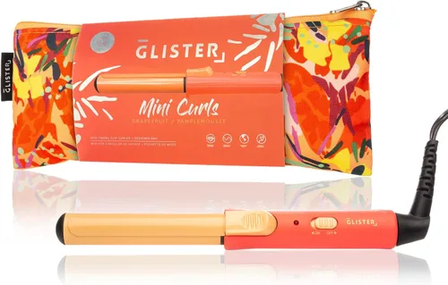 Glister - Rizador pequeño de clip con bolsa de transporte, rizador de viaje, varita rizadora, para cabello normal, delgado, seco y encrespado, para