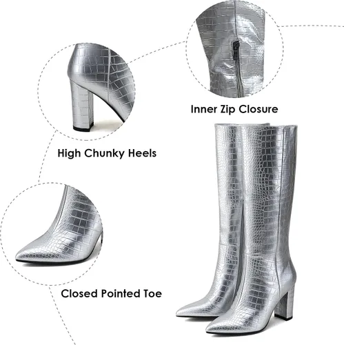 Miniatura 3 de Modatope Botas altas hasta la rodilla para mujer, botas altas de equitación para mujer, botas largas de pantorrilla, botas GoGo, botas gruesas