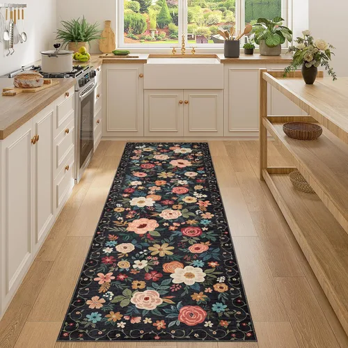 Miniatura 121 de DUKINO Alfombra de área de 6 x 9 pies, alfombra floral para sala de estar, ligera, antideslizante, lavable, alfombra de interior de pelo bajo