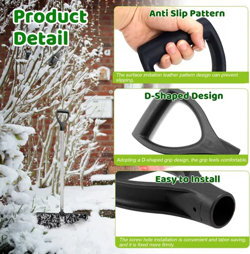 Miniatura 4 de MroMax Mango de agarre en D, 1-1/4 pulgadas de diámetro interior de 1.260 in, pala de nieve de PVC, mango de repuesto, accesorios de jardín, Negro