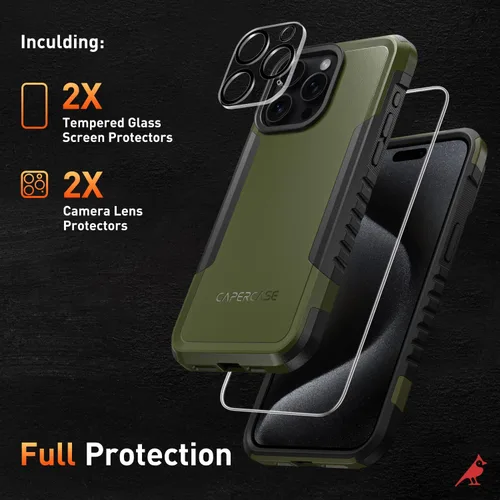 Miniatura 3 de Funda resistente para iPhone 15 Pro Max de 6.7 pulgadas con 2 protectores de pantalla + protectores de lente de cámara