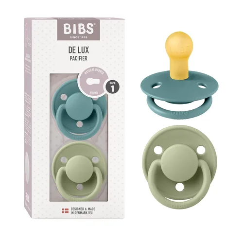 Miniatura 18 de BIBS De Lux - Paquete de 2 chupetes para bebé, fabricados en Dinamarca, chupete simulado sin BPA, pezón redondo. látex de goma natural, talla 1