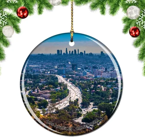 Miniatura 8 de California Los Ángeles Battleship Museum USA Christmas Tree Adorno Decoración Colgante Colgante Decoración City Travel Souvenir Collection Porcelana