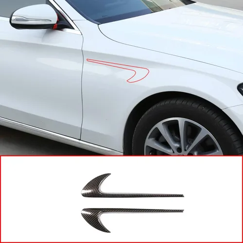 Miniatura 2 de 2 unids ABS estilo fibra de carbono coche lado Fender Trim Accesorios para Mercedes Benz Clase E W213 Clase C W205 Refit E63S AMG (fibra de carbono)