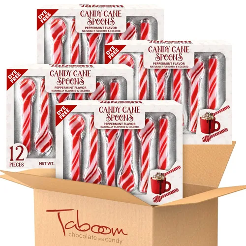 Miniatura 9 de Cucharas de bastón de caramelo de menta, sin colorantes, paquete de 12 cucharas de chocolate caliente con sabor a menta de Navidad envueltas
