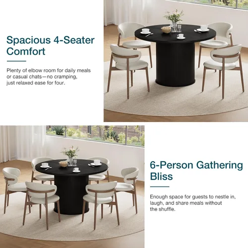 Miniatura 5 de HOMMPA Mesa de comedor redonda de 48 pulgadas para mesa de cocina de 4 a 6 pulgadas, mesa de comedor con base de tira de madera para cocina