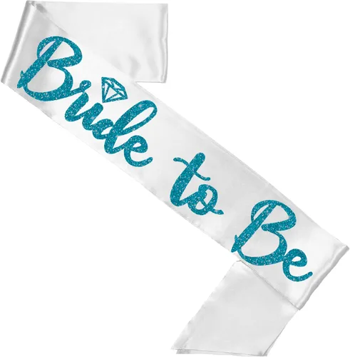 Miniatura 53 de Something Blue Gift for Bride To Be Sash - Banda de satén de grado nupcial - Decoraciones de despedida de soltera azul turquesa, Juego de 2 piezas