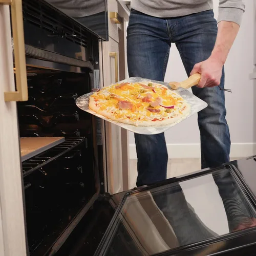 Miniatura 5 de Old Stone Pizza Kitchen - Pala de aluminio para pizza con mango de madera plegable, 12 x 14 pulgadas