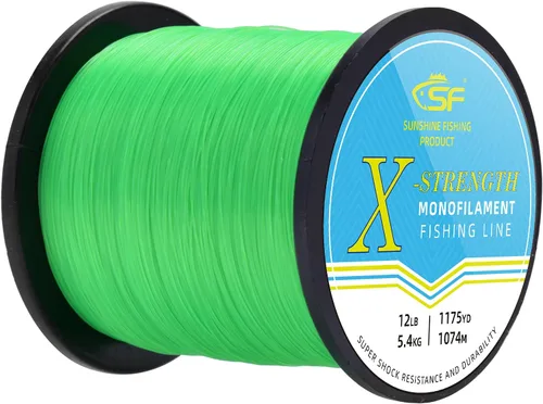 Miniatura 32 de SF - Línea de pesca monofilamento premium, carrete X-Strong de nailon mono material, línea líder para agua salada y agua dulce, Verde de alta