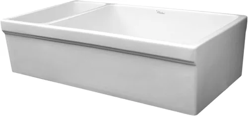 Whitehaus WHQDB542-WH Farmhaus - Fregadero reversible de arcilla refractaria de 36 pulgadas, color blanco