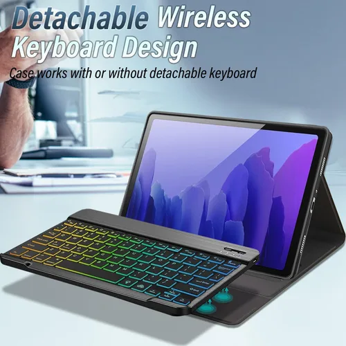 Miniatura 4 de Funda con teclado para Samsung Galaxy Tab A7 de 10.4 pulgadas 2020 (SM-T500/T505/T507), cubierta de teclado Bluetooth desmontable