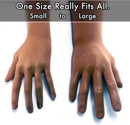Miniatura 5 de Nude Illusion Second Skin - Guantes transparentes sin costuras con costura superior elástica en beige, bronceado sobre el codo unisex