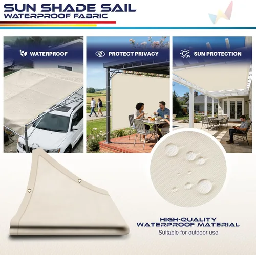 Miniatura 3 de Windscreen4less Vela de Sombra Solar Impermeable de 10' x 24' con Borde Recto, Toldo Cobertura para Exteriores, Bloqueo UV para Césped, Patio