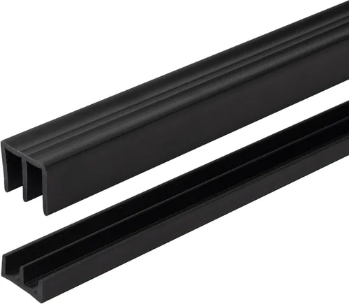 Riel de puerta corredera de panel de 1/4 pulgadas, juego superior e inferior de plástico negro de 48 pulgadas, fabricado en EE. UU., paquete de 1