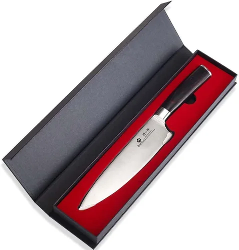 Miniatura 9 de Cuchillo de chef de 8 in de acero inoxidable de alto carbono ergonómico de Imarku. Marrón y Plateado