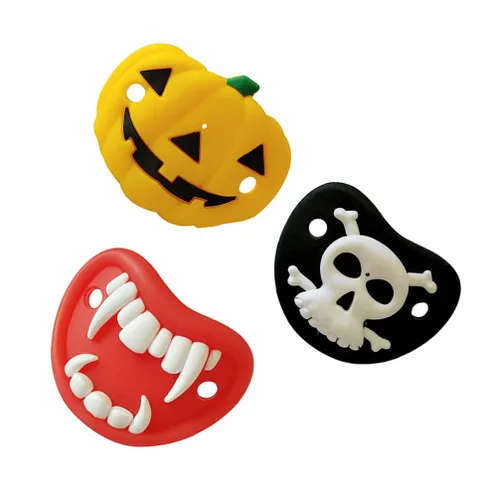 Miniatura 6 de Kisangel Chupetes divertidos con forma de calabaza, esqueleto, vampiros, colmillos, novedad, pezón, bebé, chupete para Halloween, recuerdos de fiesta