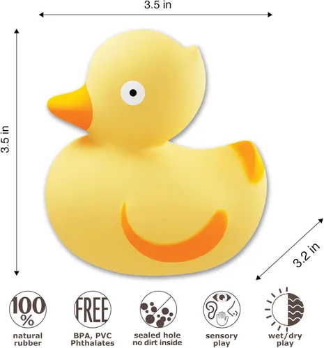 Miniatura 3 de CaaOcho Juguete de baño de goma natural pura – Juguete de goma para bebé de lirio el pato – Juguetes de baño sin agujeros, juguetes de baño sin BPA