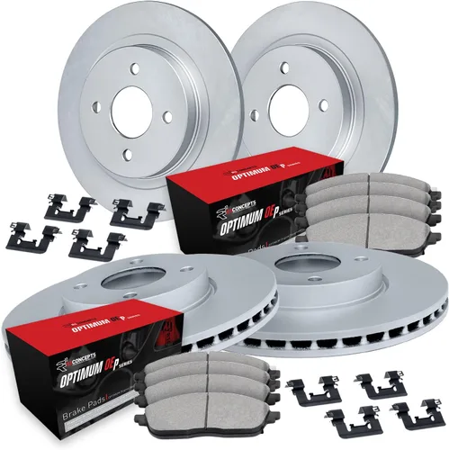 R1 Concepts Kit de frenos delanteros y traseros para Nissan 240SX 1989-1993, Nissan 240SX 1996| Rotores de freno en blanco | Optimum OEP Pastillas