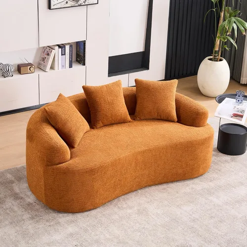 Miniatura 14 de Sofá modular curvado de 110 pulgadas para sala de estar, moderno sofá modular de felpa de felpa de gran tamaño con asiento profundo comprimido sin
