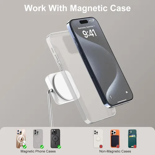Miniatura 6 de Estación de carga inalámbrica 3 en 1, cargador inalámbrico magnético plegable PD20W para dispositivos Apple iPhone 12-16 Series Apple Watch AirPods