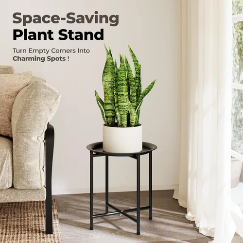 Miniatura 2 de Bamworld Soporte para plantas de interior, mesa alta para plantas grandes, taburete de plantas al aire libre, soporte de metal para plantas