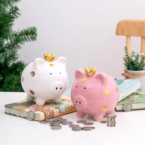 Miniatura 6 de Alcancía para niñas, pequeño banco de ahorro de dinero de cerámica para niños pequeños, caja de monedas decorativa de porcelana, pequeño contenedor