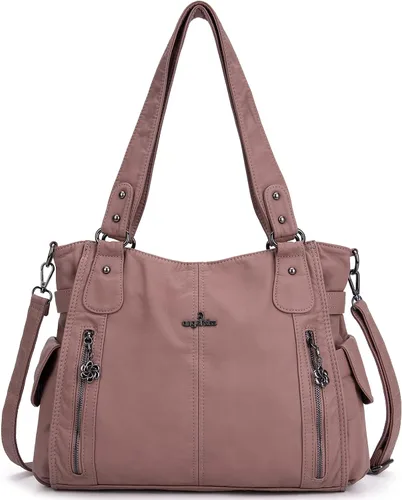 Miniatura 24 de Angel Kiss Bolsos para mujer con tiras en la parte superior, bolso estilo Hobo, bolsas de hombro espaciosas y casuales, cartera estilo Tote de PU