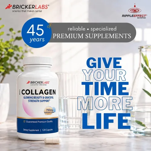 Miniatura 9 de Bricker Labs Colágeno para hombres y mujeres - Suplemento de colágeno hidrolizado tipo I, III, 750 mg, 1 cápsula de colágeno diaria - 120 porciones