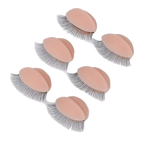 3 pares de párpados reemplazados de silicona para pestañas dobles de repuesto para práctica de cabeza de maniquí, párpados extraíbles con pestañas