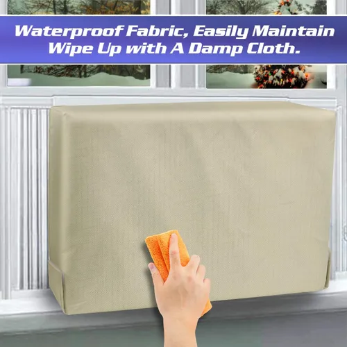 Miniatura 4 de Cubierta impermeable y aislada para aire acondicionado interior para unidad de AC de ventana, 28''An. x 20''Al. x 3.5''Diá. - Beige