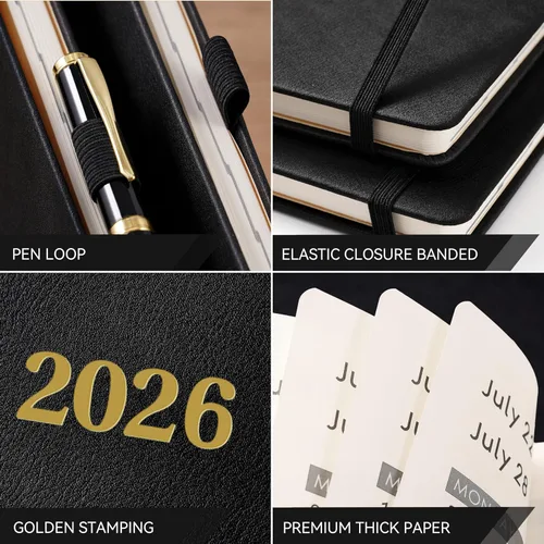Miniatura 9 de Planificador 2025-2026 - Planificador académico 2025-2026, semanal mensual de cuero, julio 2025 - junio 2026, 9" x 11", bolsillo interior +