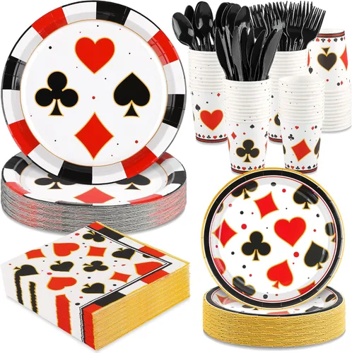Miniatura 9 de Durony 350 piezas juego de vajilla de fiesta rosa con estampado de vaca que incluye platos, tazas, servilletas, cuchillos, tenedores, cucharas