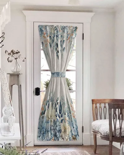 Miniatura 10 de Cortinas de puerta francesa de Navidad para ventana de puerta, panel de cortina con bolsillo para barra con alzapaños para luz lateral delantera