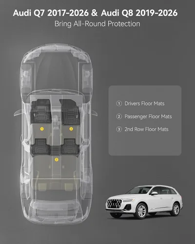 Miniatura 2 de 3W 2017-2024 2025 Tapetes para Audi Q7/SQ7 y tapetes para coche Audi Q8 2019-2024 2025, 4M TPE para todo tipo de clima, accesorios de ajuste