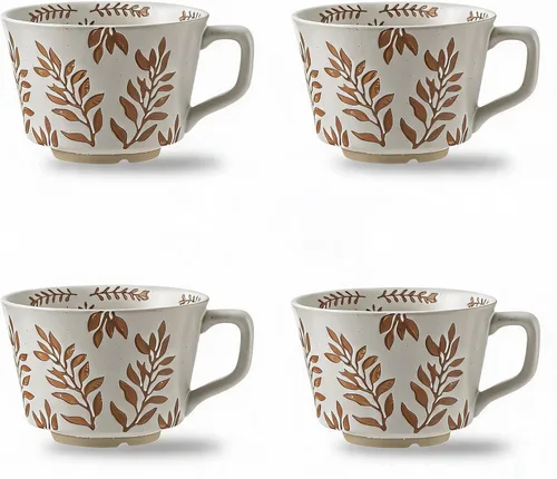 Miniatura 11 de Taza de cerámica, 11 oz - Tazas vintage para café, leche, café con leche, capuchino, té, tazas de porcelana aptas para lavavajillas, microondas