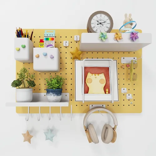 Miniatura 9 de Kit de tablero de clavijas de metal, tableros de clavijas de acero al carbono con 26 accesorios, organizador de pared para el hogar, oficina, sala