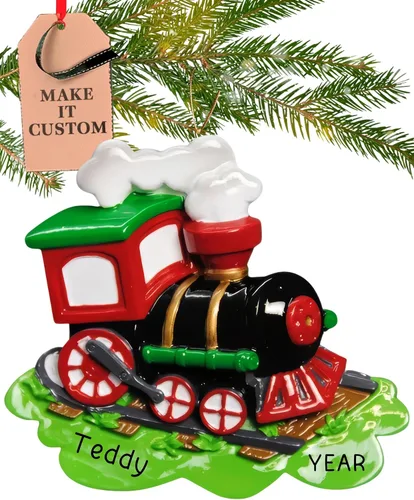 Adorno personalizado de tren 2026 | Adornos de Navidad personalizados con láser grabados con láser para árbol | Regalo personalizado de recuerdo de