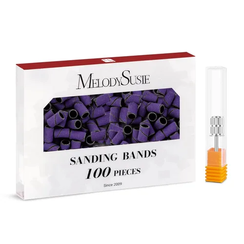 Miniatura 44 de MelodySusie - 100 bandas de lijado para brocas de uñas para lima eléctrica, de grano #80 grueso para limar uñas acrílicas, manicura y pedicura