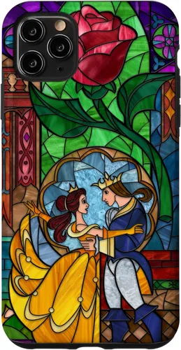 Miniatura 13 de Disney Beauty and the Beast Belle y Príncipe - Funda de vidrio manchado para iPhone 12 Pro Max