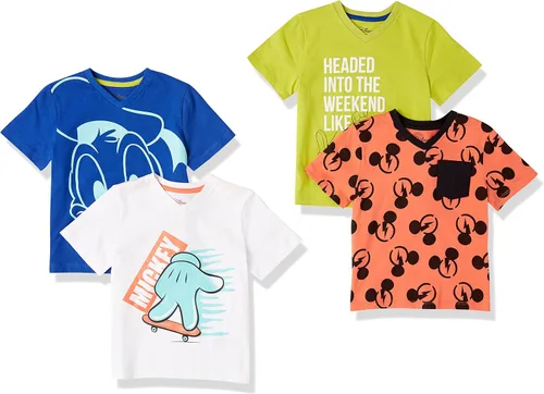 Tienda Essentials Disney Marvel Starwars - Camisetas de manga corta con cuello en V para niños grandes (cebra previamente manchada), paquete de 4