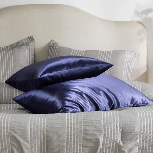 Miniatura 5 de Bedsure Funda de almohada de satén con cremallera, similar a las fundas de almohada de seda paquete de 2, juego de 2 fundas de almohada de satén 13