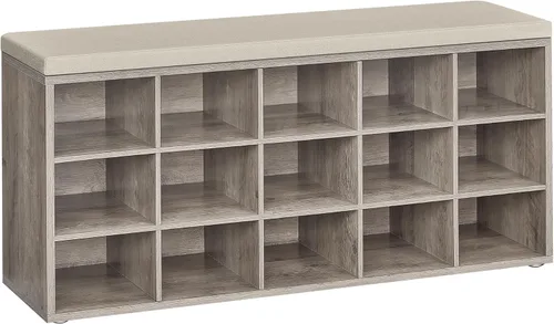 Miniatura 19 de VASAGLE - Colección CUSTOS - Banco para zapatos, banco de almacenamiento con asiento acolchado, banco de entrada con 10 compartimentos