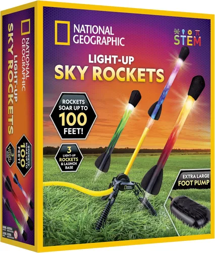 Miniatura 9 de Reabastecimiento de juguete de cohetes de aire National Geographic - 5 cohetes de aire con luz LED, compatibles con todos los lanzadores de cohetes