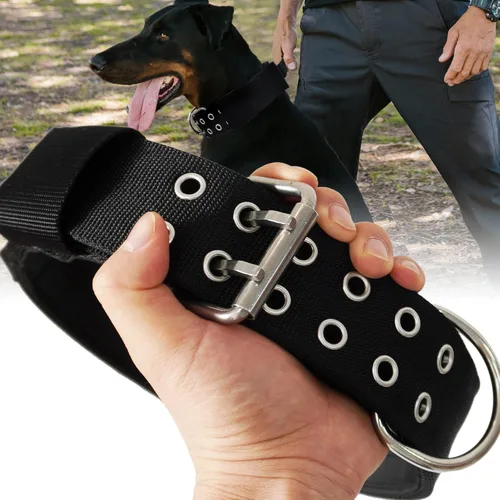Miniatura 10 de Collar de perro grande resistente – 2 pulgadas de ancho con asa para perros de razas extra grandes, collar táctico de nailon a prueba de mordidas