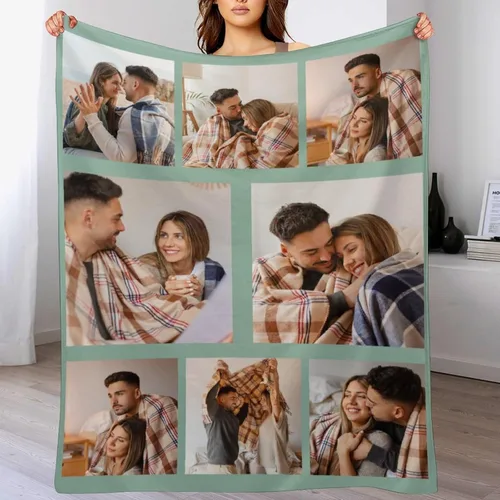 Miniatura 20 de M YESCUSTOM Manta personalizada con imagen y texto, manta personalizada de collage de fotos, mantas de vellón personalizadas para regalo de 1 imagen